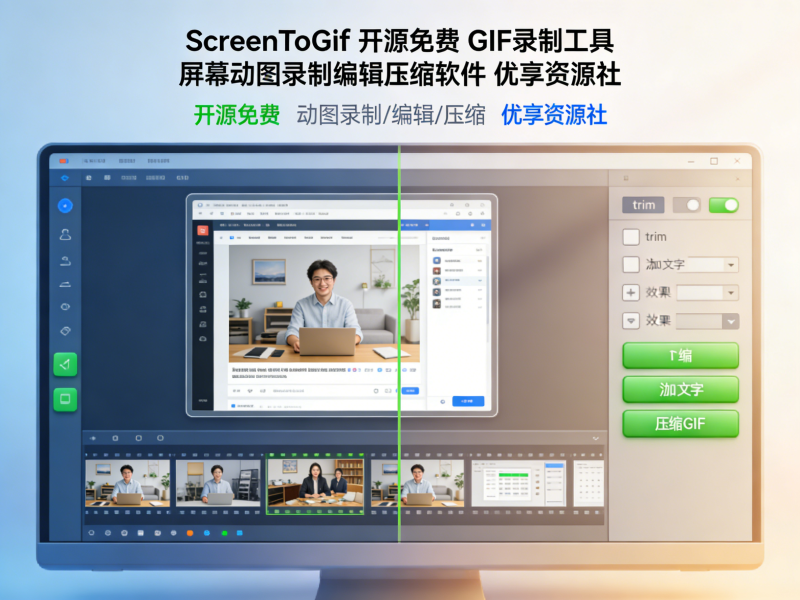 免费 GIF 动图录制工具 ScreenToGif 开源多功能屏幕捕获编辑器-优享资源社