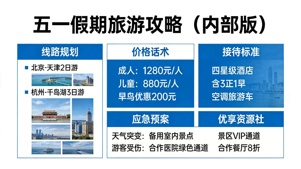 五一假期旅游攻略【旅行社内部版】线路规划 + 价格分层 + 渠道话术全案-优享资源社