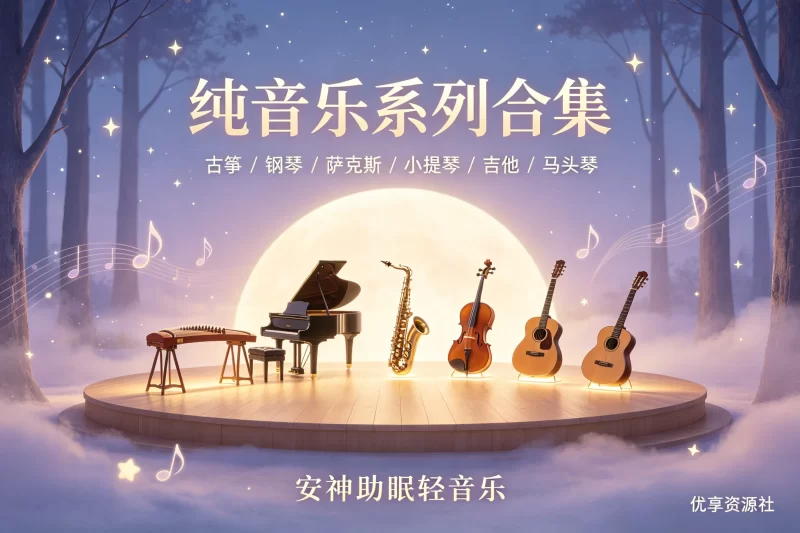 纯音乐系列合集｜古筝钢琴萨克斯小提琴吉他马头琴 安神助眠轻音乐-优享资源社